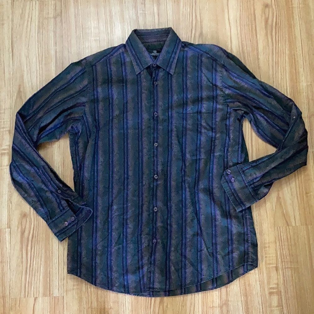 Vintage Bugatchi Men’s Button Down Long Sleeve Shirt M EUC